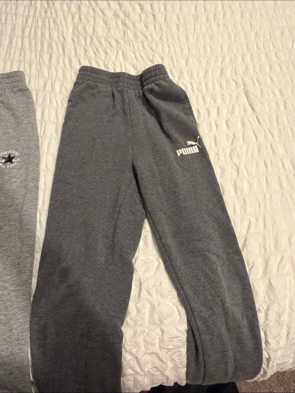 Converse & Puma Kids Gray Sweatpants - Light & Dark Gray Pair